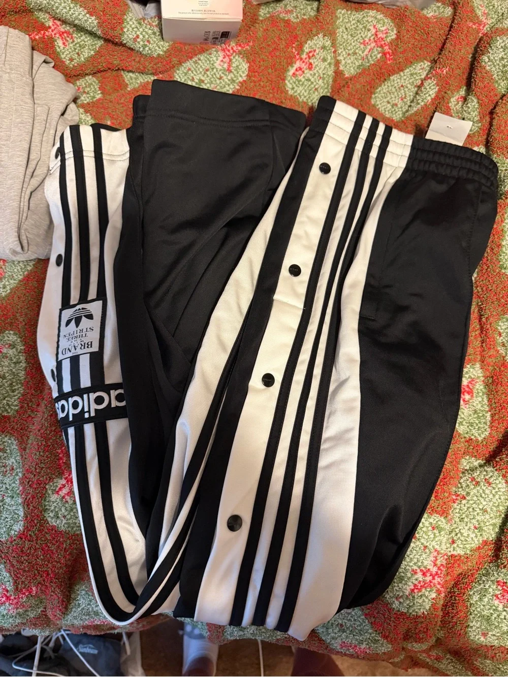 adidas Black & White Snap-Front Track Pants for men - Picture 1 of 4
